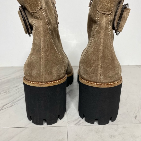 Paul Green Taupe Suede Buckle Lug Sole Boot 5 / 7.5 - Picture 4 of 16